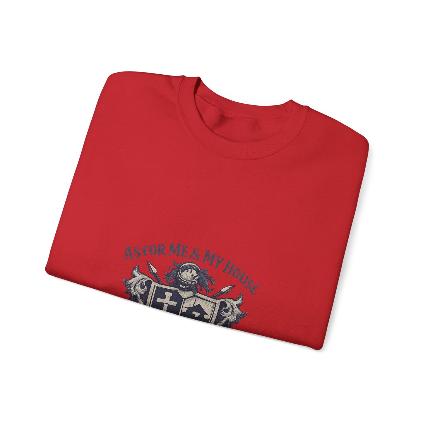 As for Me and My House — Family Shield Crewneck Sweatshirt (Unisex Heavy-Blend)