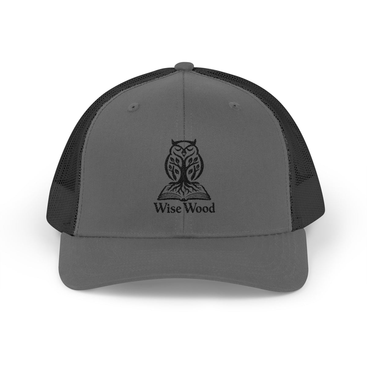 Owl Logo Snapback Trucker Cap — "Wise Wood" Embroidered Mesh Hat