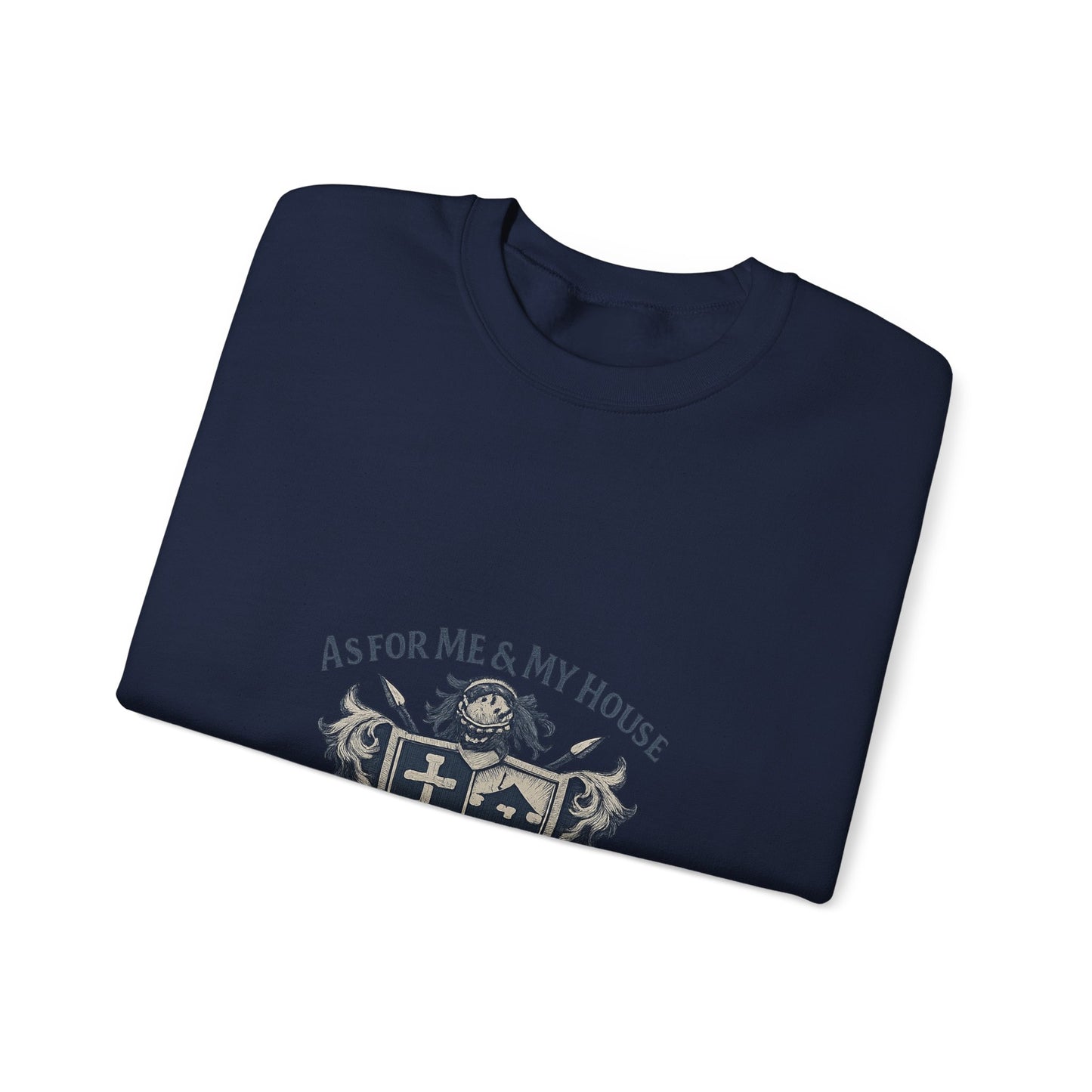 As for Me and My House — Family Shield Crewneck Sweatshirt (Unisex Heavy-Blend)