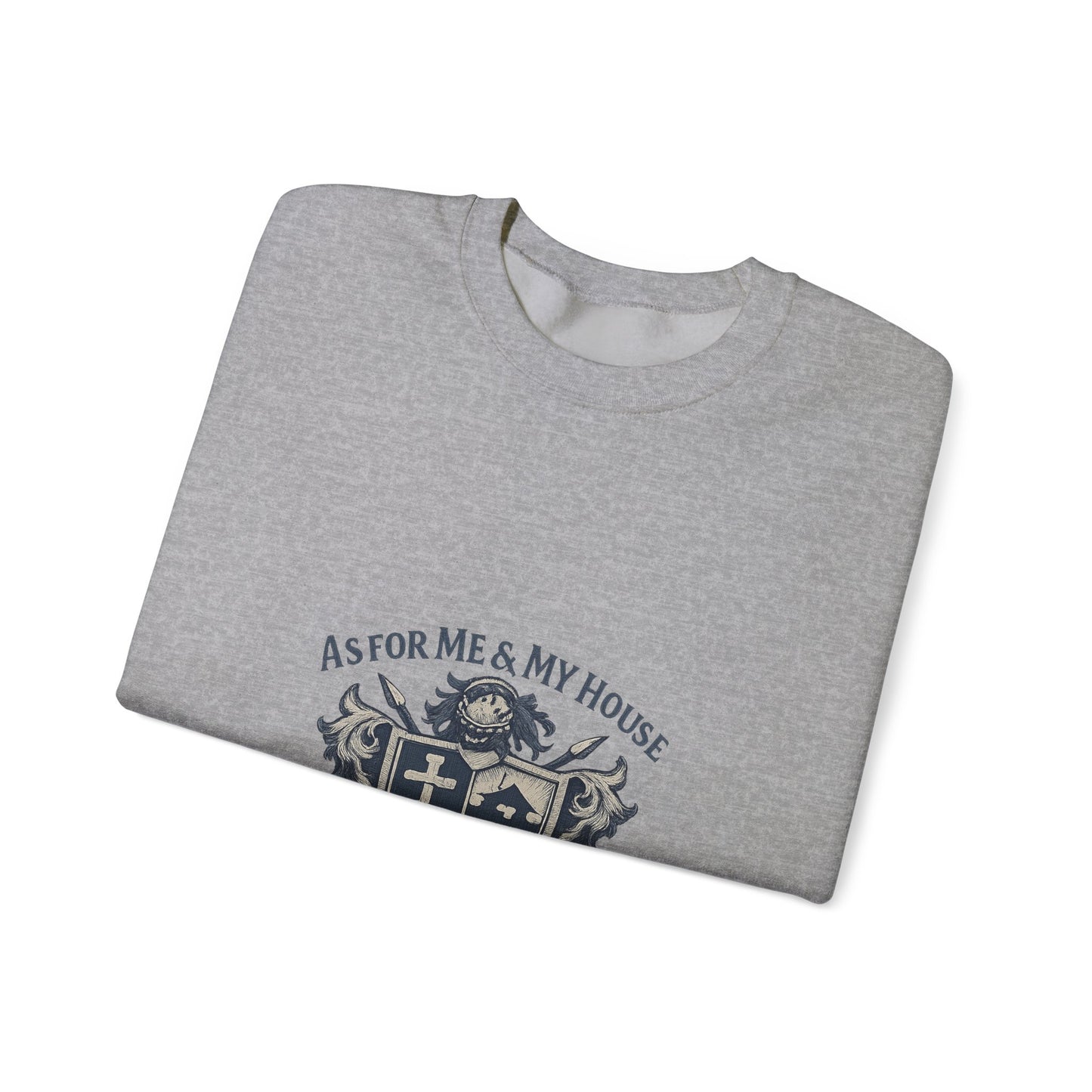 As for Me and My House — Family Shield Crewneck Sweatshirt (Unisex Heavy-Blend)