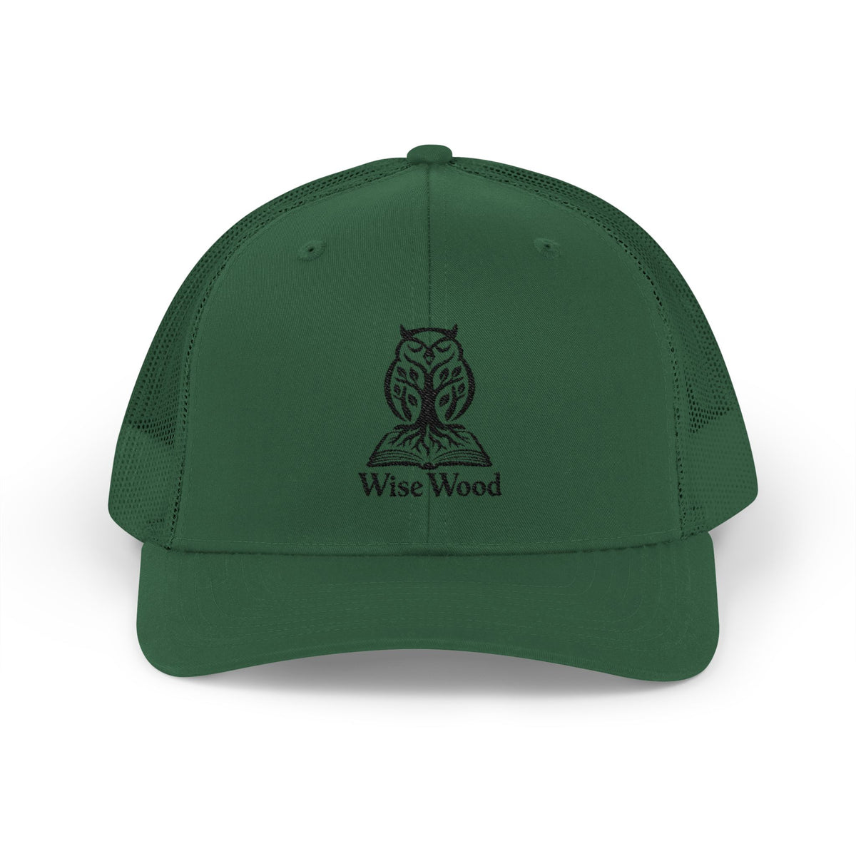 Owl Logo Snapback Trucker Cap — "Wise Wood" Embroidered Mesh Hat