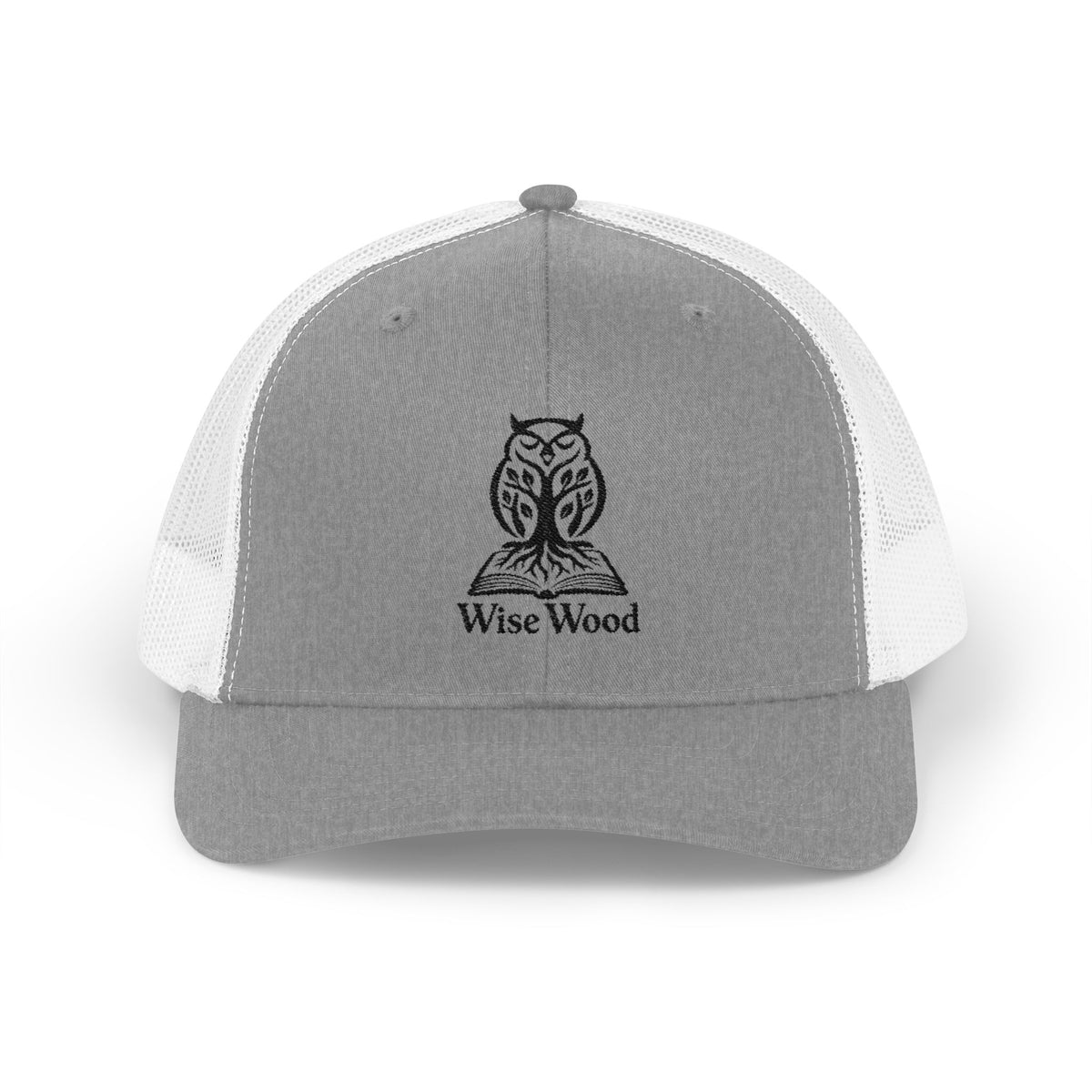 Owl Logo Snapback Trucker Cap — "Wise Wood" Embroidered Mesh Hat