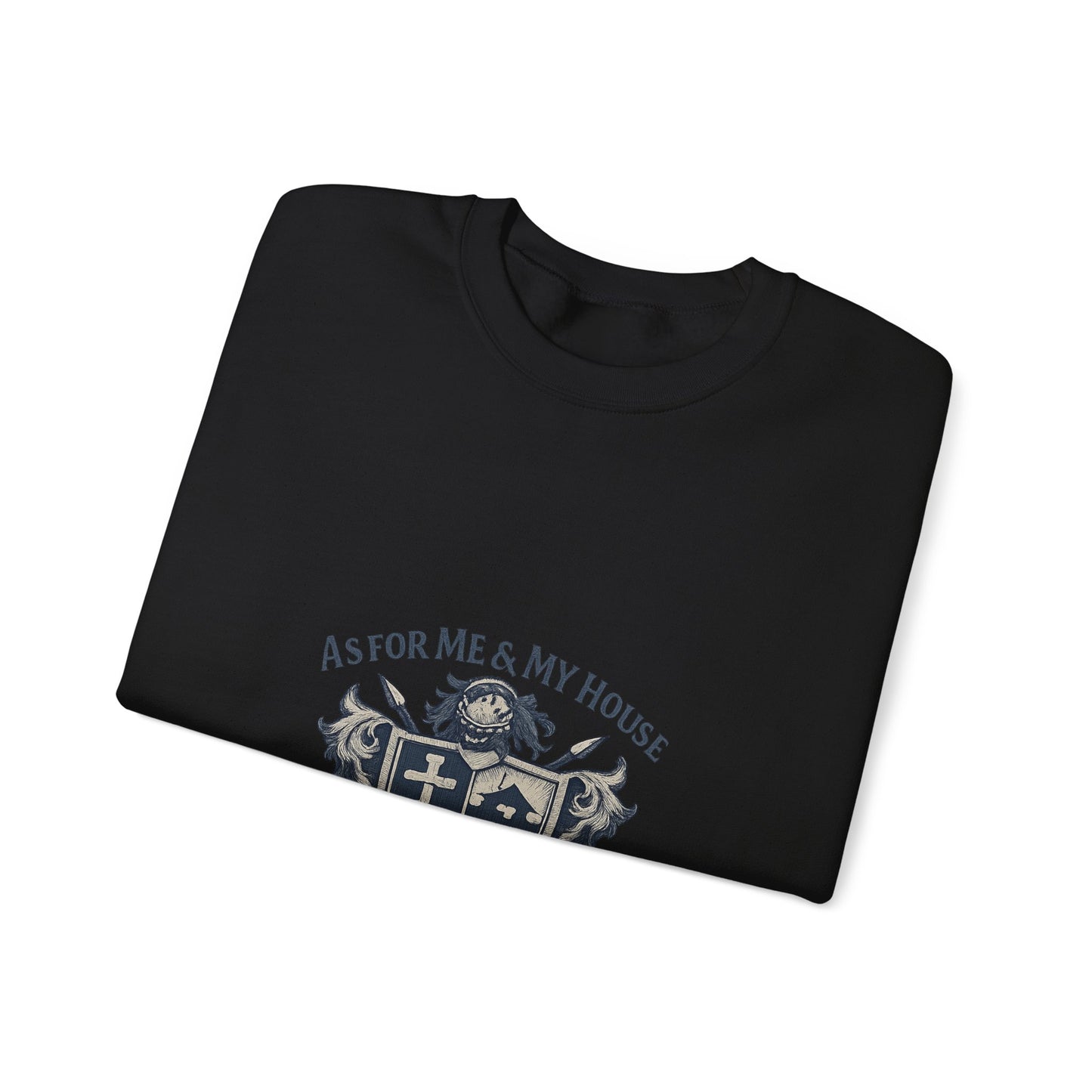 As for Me and My House — Family Shield Crewneck Sweatshirt (Unisex Heavy-Blend)