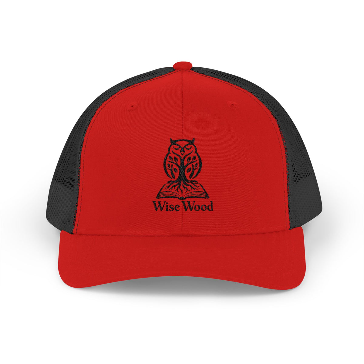 Owl Logo Snapback Trucker Cap — "Wise Wood" Embroidered Mesh Hat