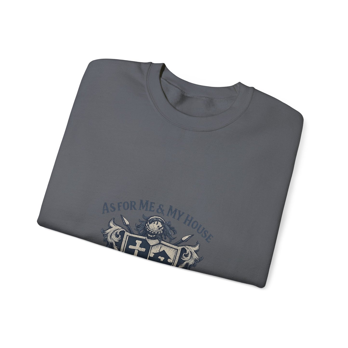 As for Me and My House — Family Shield Crewneck Sweatshirt (Unisex Heavy-Blend)