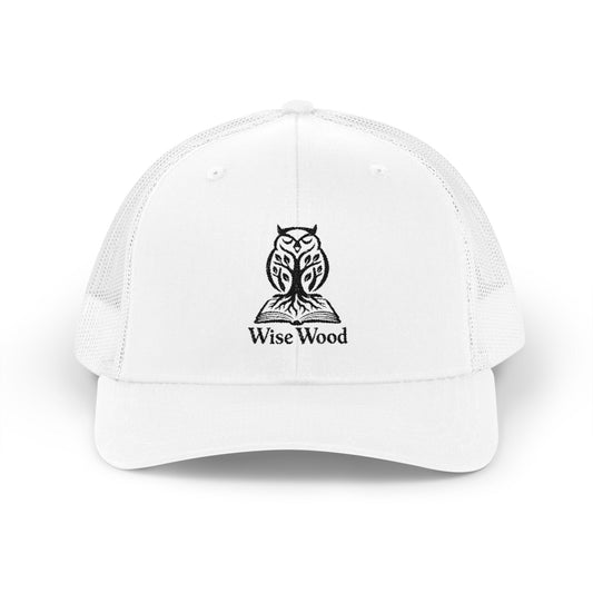 Owl Logo Snapback Trucker Cap — "Wise Wood" Embroidered Mesh Hat