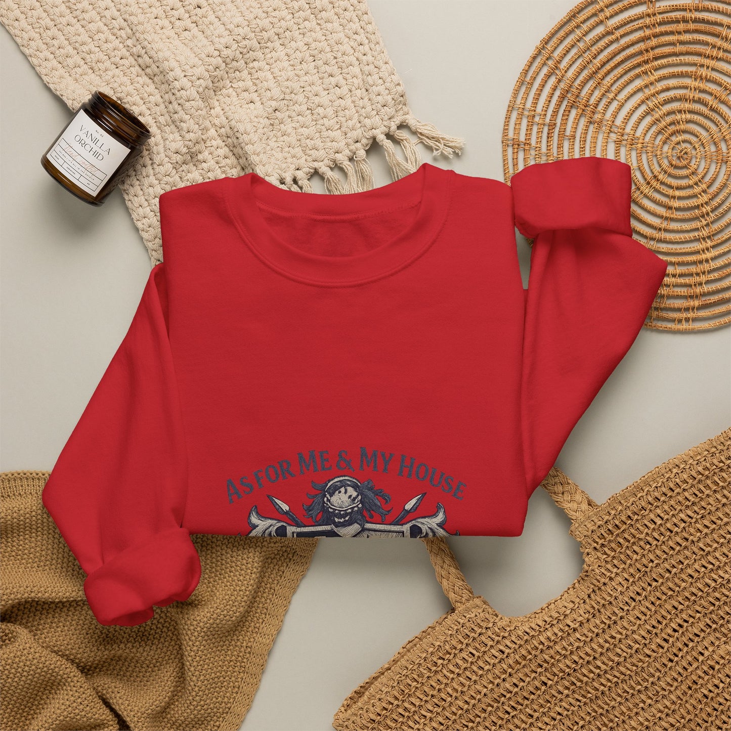 As for Me and My House — Family Shield Crewneck Sweatshirt (Unisex Heavy-Blend)