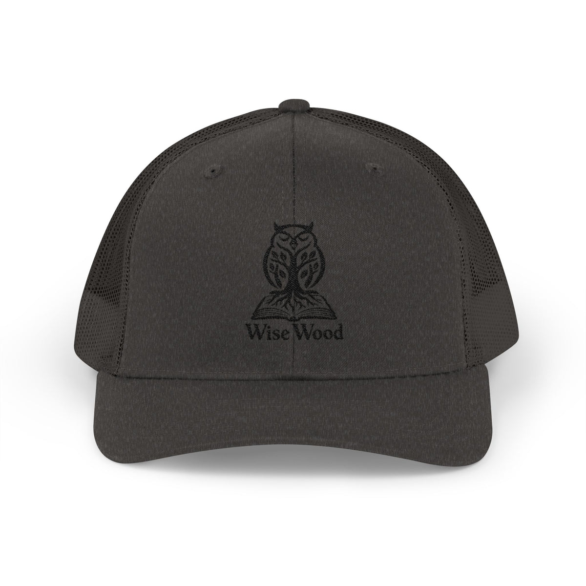 Owl Logo Snapback Trucker Cap — "Wise Wood" Embroidered Mesh Hat