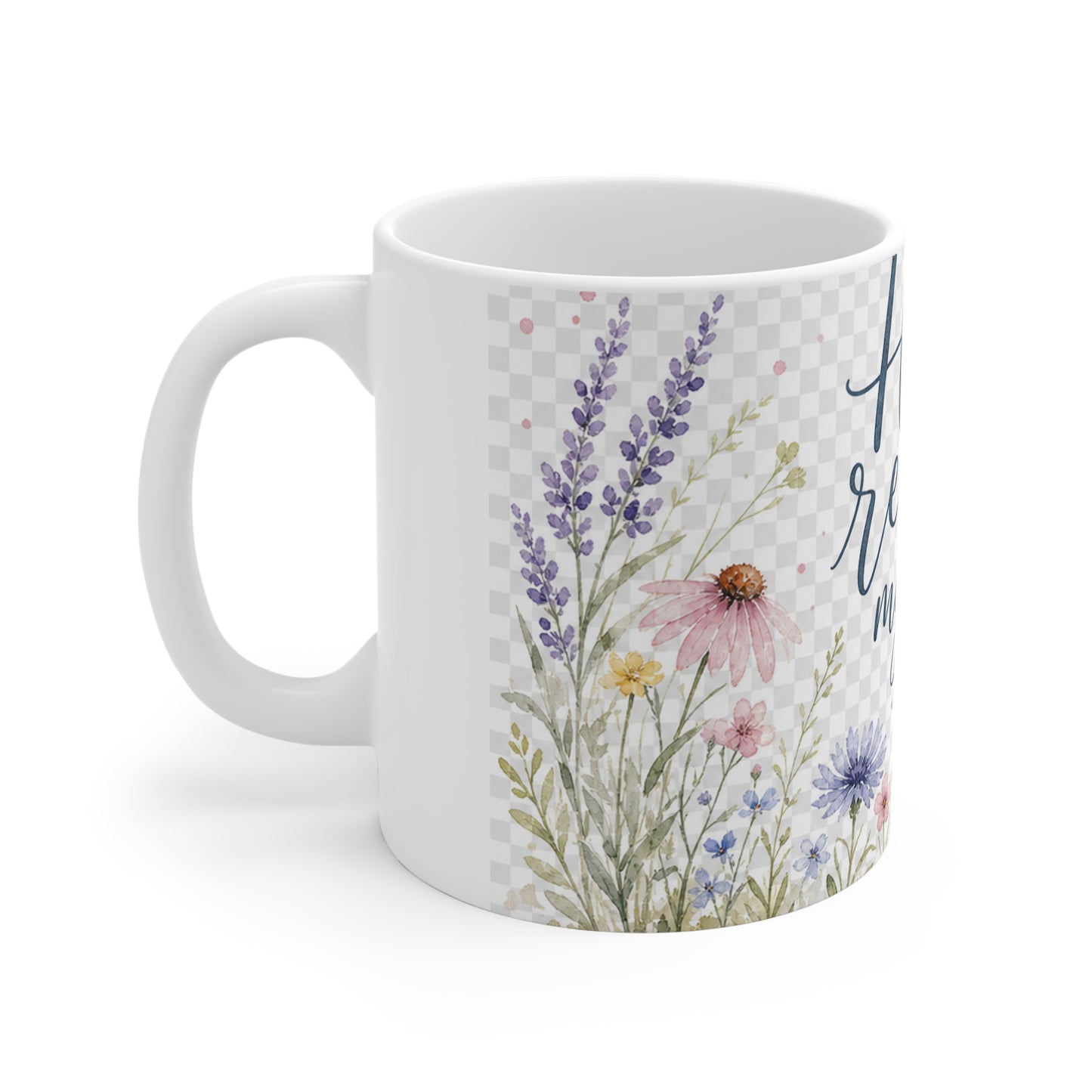 Psalm 23 'He Restores My Soul' 11oz White Mug — Wildflower Watercolor