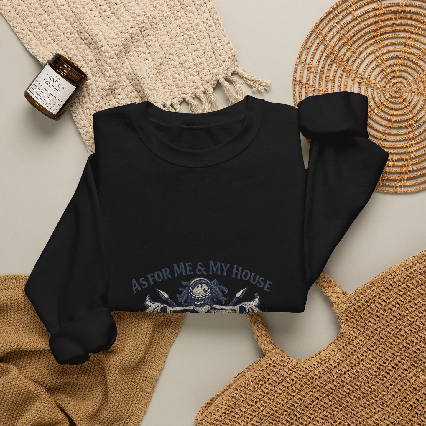 As for Me and My House — Family Shield Crewneck Sweatshirt (Unisex Heavy-Blend)
